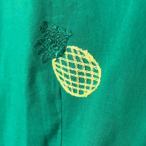 Voodoo Vixen Cotton Pineapple Embroidered Button Front Swing Dress Sz XS (US 2) - Picture 6 of 6